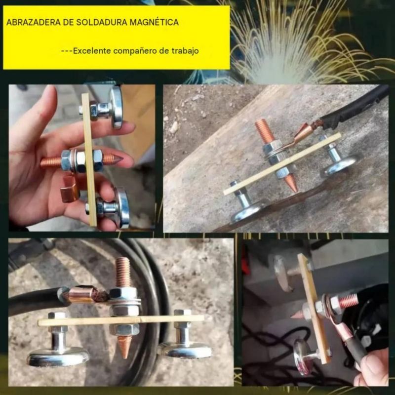 Soldadura Soporte De Tierra Abrazadera Magnética 4 Pzas Cobre