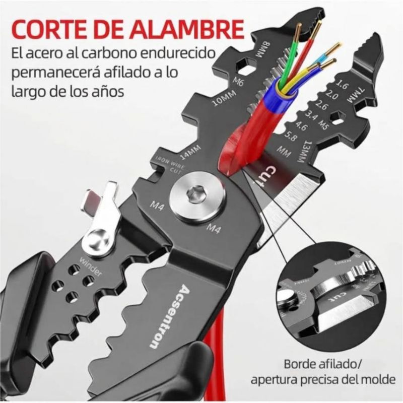 Pelacable Automático Multifuncional con Mango Antideslizante para Cable de 0.2-6 mm Negro