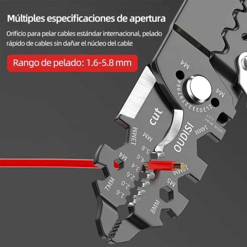 Pelacable Automático Multifuncional con Mango Antideslizante para Cable de 0.2-6 mm Negro