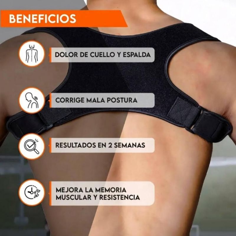 Corrector Postura Espalda Para Hombre Y Mujer Faja Ajustable Negro