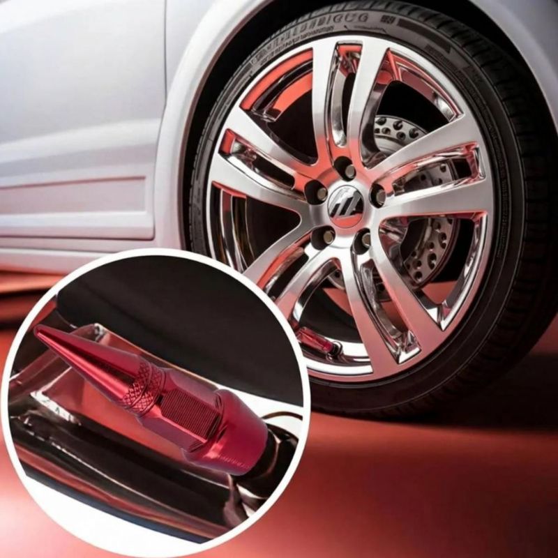 Tapones Para Llantas Aluminio Válvula Para Auto Moto Bici 8pzs Rojo