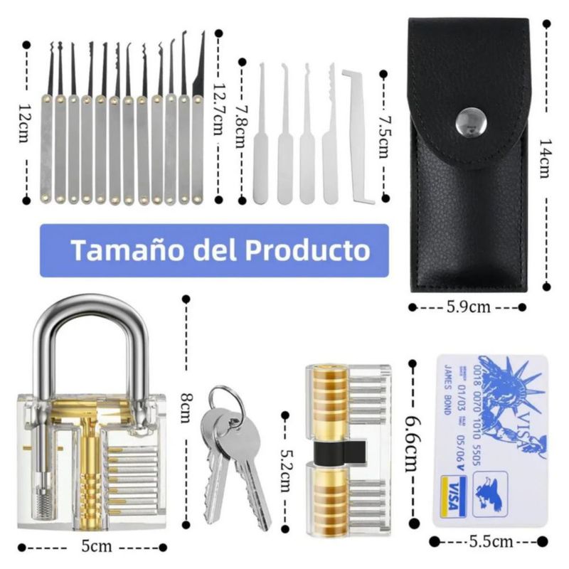 Ganzúa Herramientas De Candado De Habilidad De Cerraje 34pcs Plata