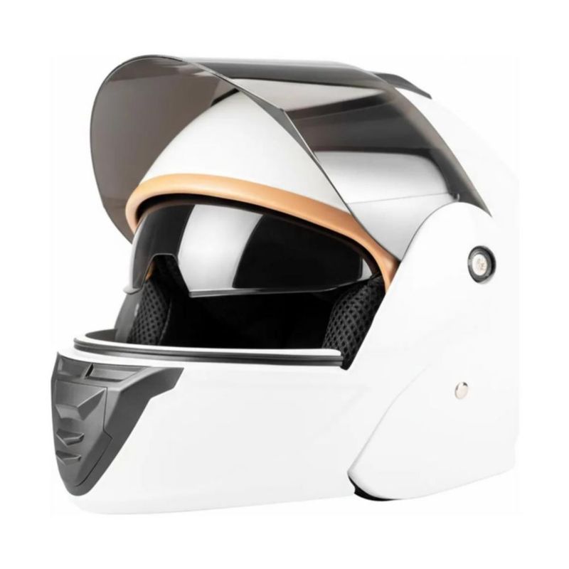 Casco Abatible Plegable Gafas Certificado Protección Blanco