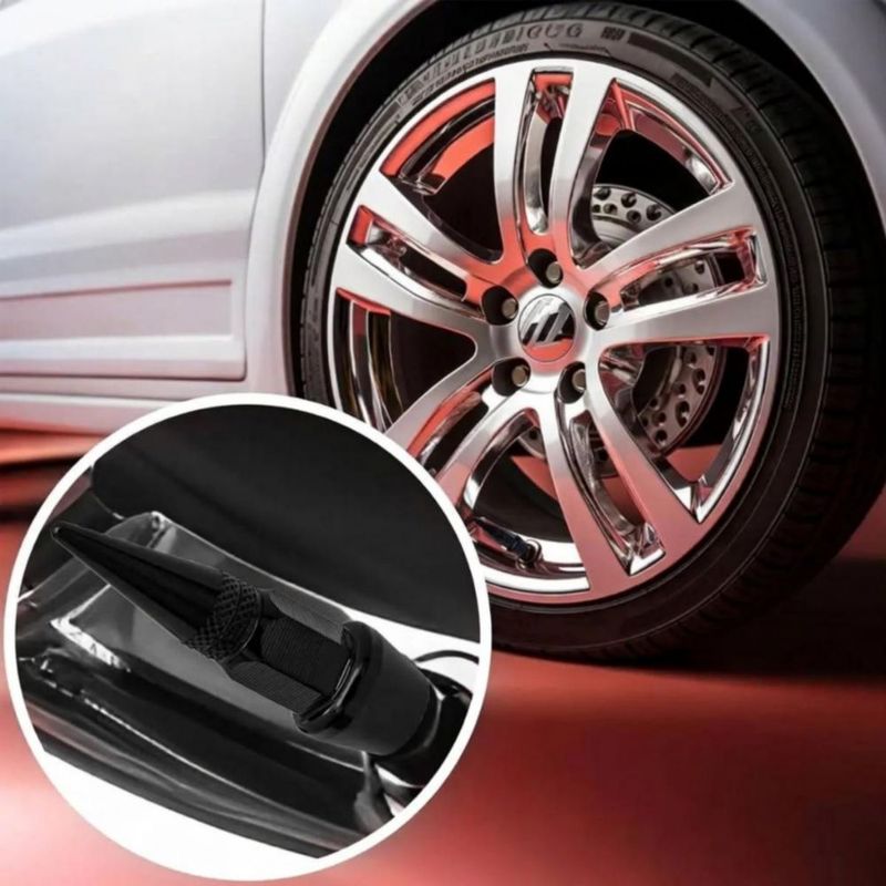 Tapones Para Llantas Aluminio Válvula Para Auto Moto Bici 8pzs Negro-Rojo
