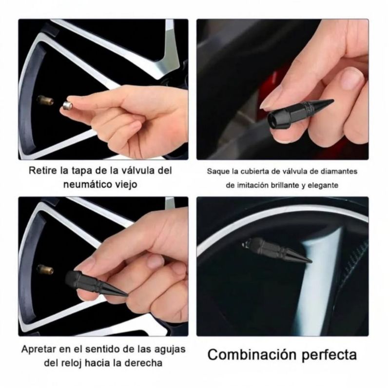 Tapones Para Llantas Aluminio Válvula Para Auto Moto Bici 8pzs Negro-Rojo