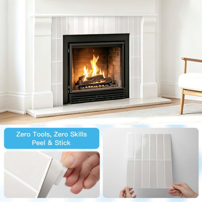 Salpicadero Art3d Pack de 10 piezas 29 × 23 cm Blanco Crema
