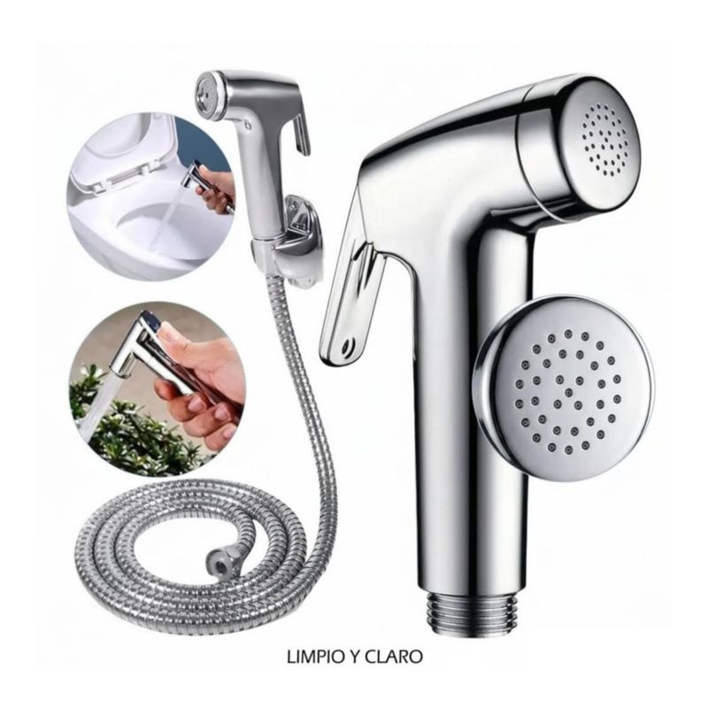 Manguera Con Rociador De Mano Para Ducha Plata
