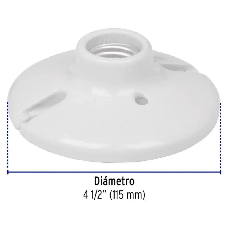 Portalámpara Redonda De Porcelana E26/E27 Para Techo O Pared 6 Pzas Blanco