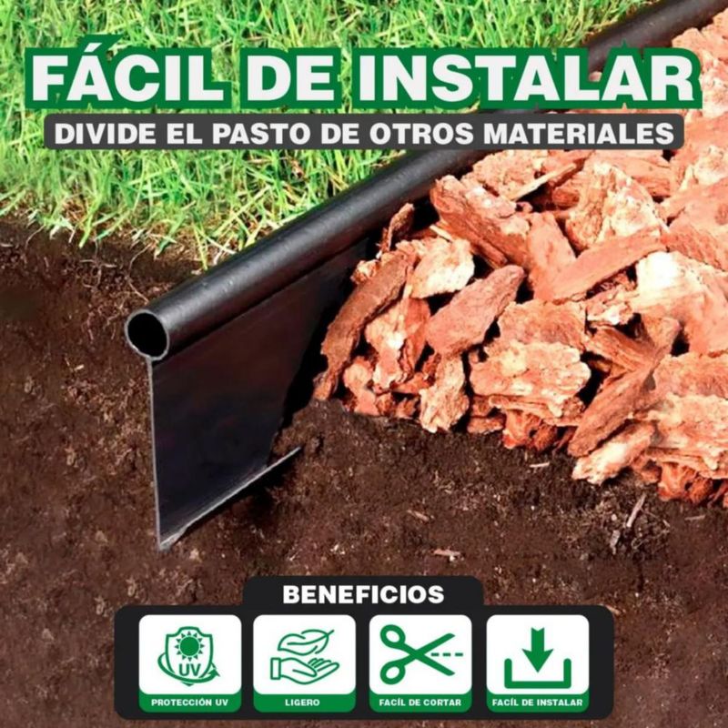 Borde Separador Para Jardín Rollo De 18m Negro