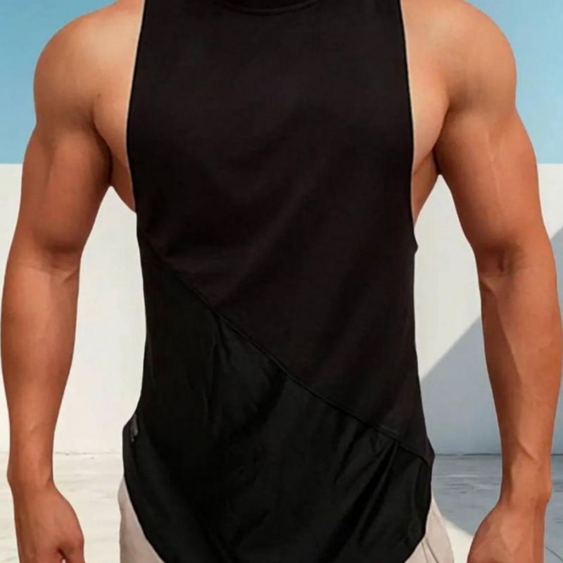 Playera Tank Sin Mangas Hombre Gym Top Negro