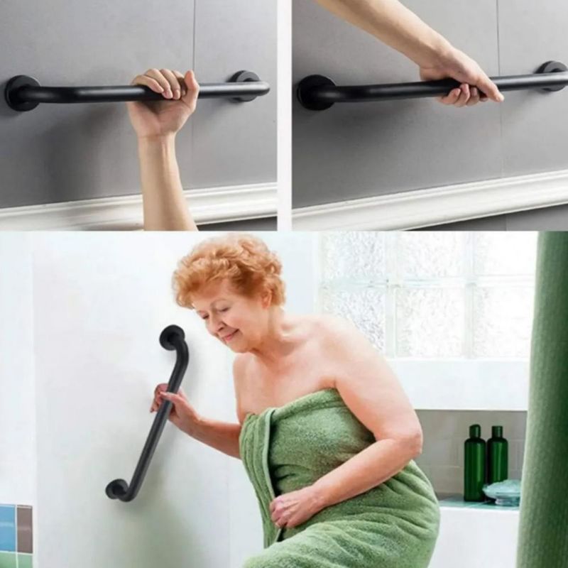 Barra De Apoyo Agarradera Para Baño Acero Inoxidable 2 Pzas Negro
