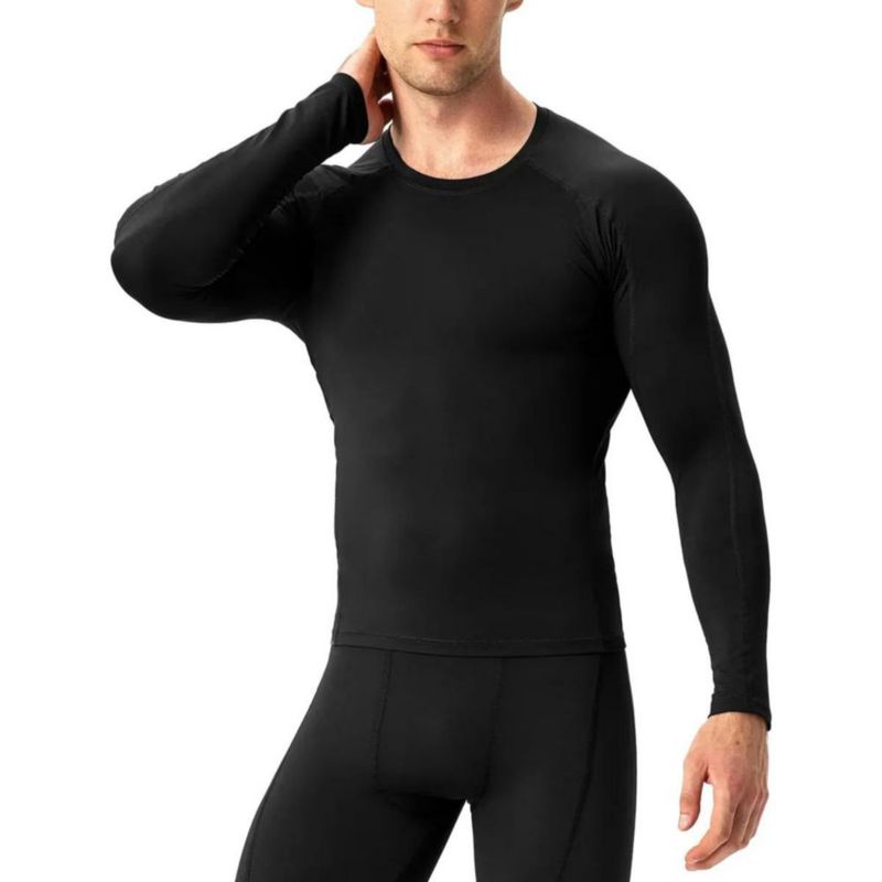 Playera Licra Ropa Deportiva Compresión Manga Larga Gym 2pz Negro
