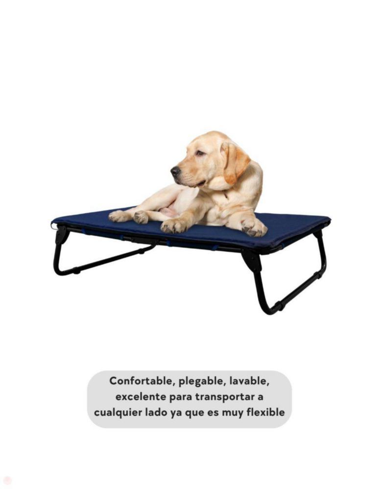 KIT Catre/Cama + Colchoneta Pegaso para Mascotas Grande. Modelo KIT KM-GD Azul Marino.