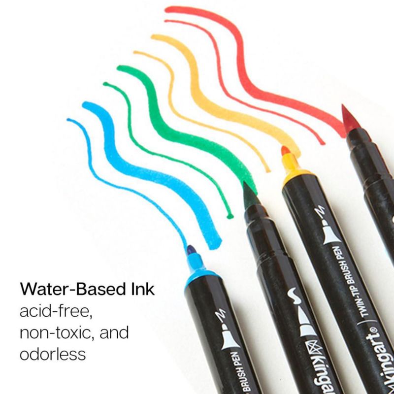 Marcadores de pincel KINGART PRO 24 colores de punta dual