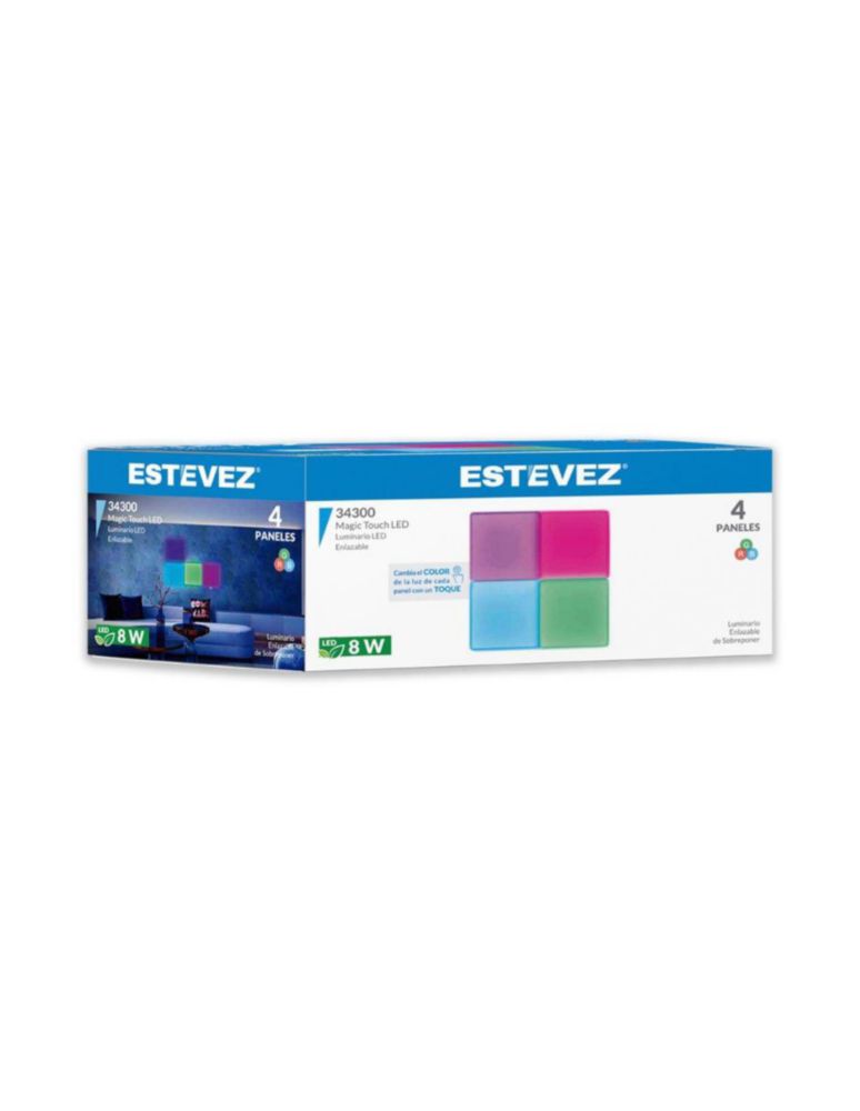 Luminario LED de Muro Enlazable Estévez 8W (420lm) Luz RGB, Aplicación Fija de Sobreponer, Diseño Delgado 20x20cm