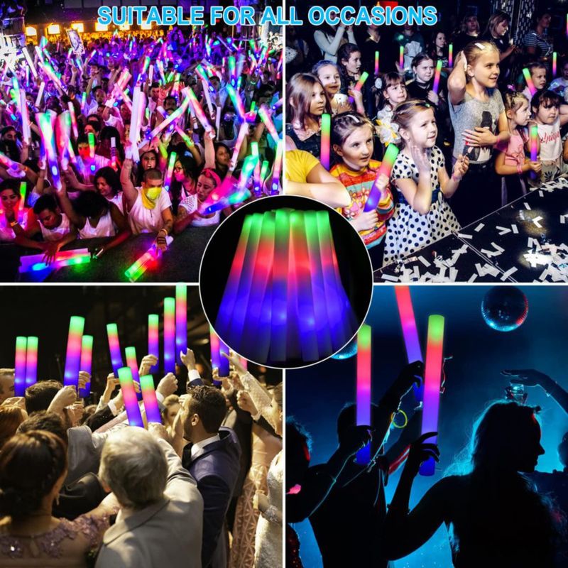Barras luminosas de espuma EXCECAR 58 piezas 3 modos LED para fiesta