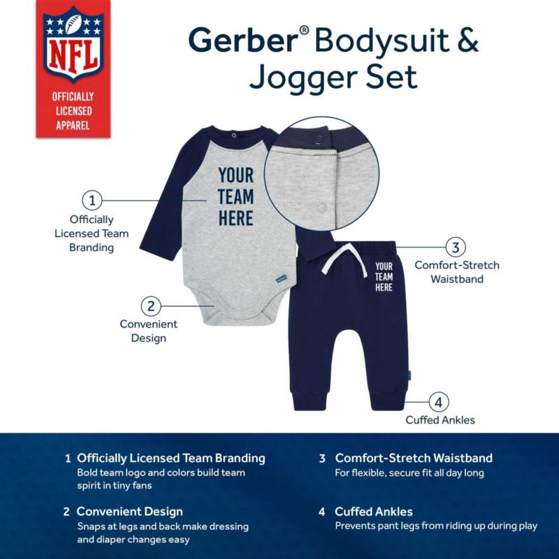 Conjunto Gerber Seahawks para bebé de 18 meses (body y jogger)