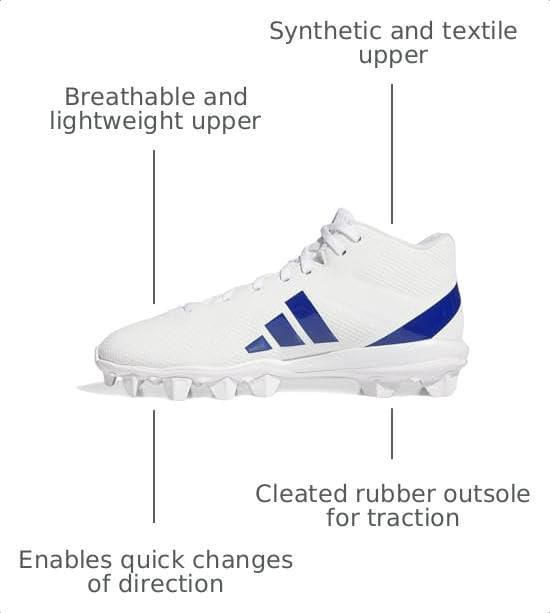 Botas de fútbol americano adidas Adizero Impact.2 25 cm Blanco/Azul para hombre