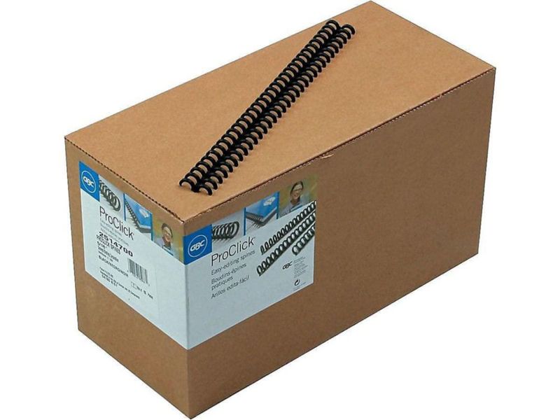 Espinas de encuadernación GBC 13 cm 45 hojas ProClick negras – paquete de 100