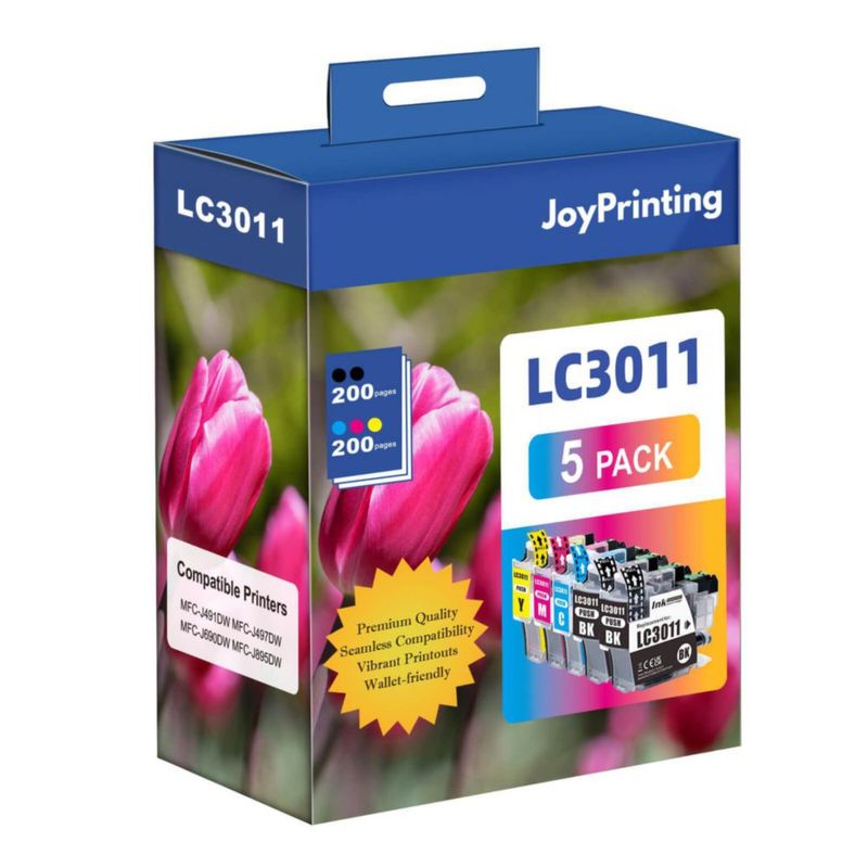 Cartuchos de tinta JoyPrinting LC3011 compatibles – Pack de 5 (2 negros Cian Magenta Amarillo)