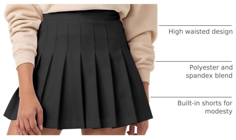 Falda SCKTOO A-Line Plisada Mini con Shorts Incorporados