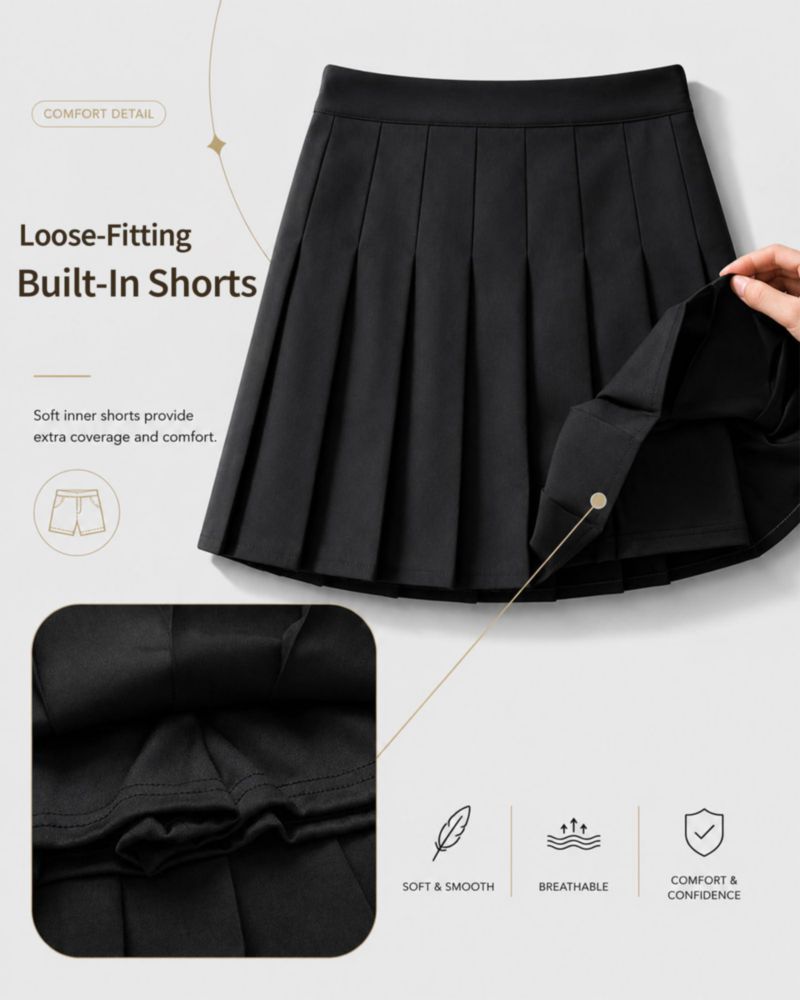 Falda SCKTOO A-Line Plisada Mini con Shorts Incorporados