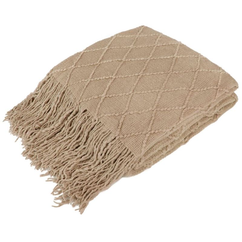 Manta PAVILIA 152 cm x 203 cm color taupe (gris topo) de punto