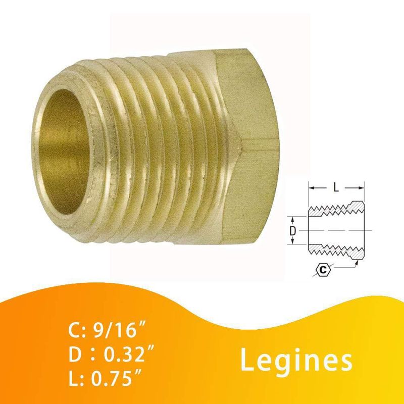 Reductor de casquillo Legines 1/4" a 1/8" NPT latón 2 unidades