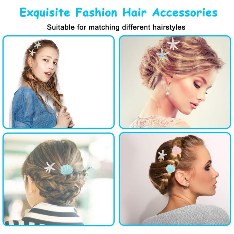 Clip para el cabello Catcan 4 cm/5 cm Concha y Estrella de Mar – Pack de 12