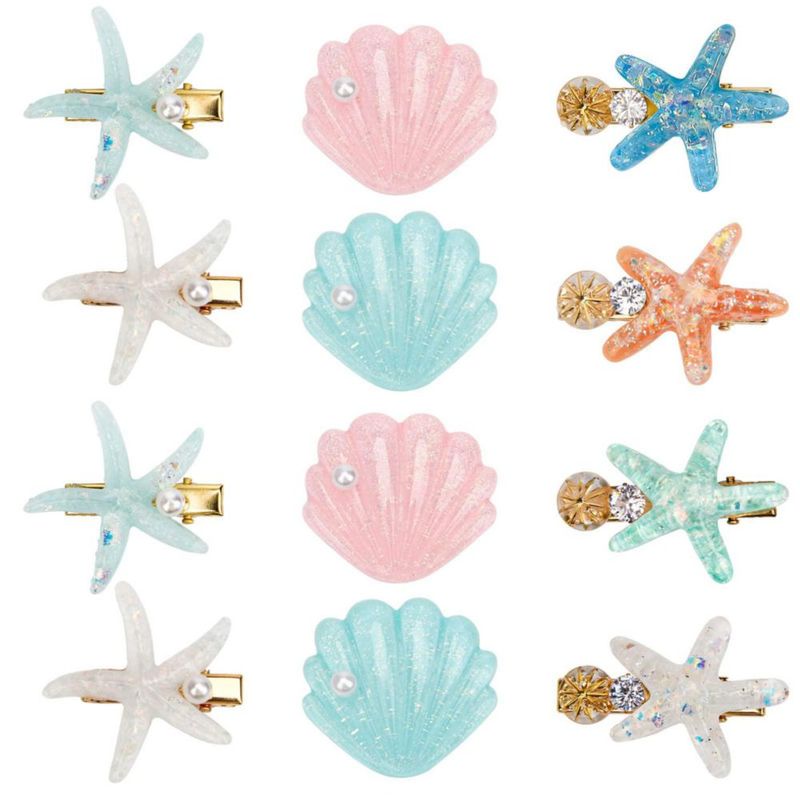 Clip para el cabello Catcan 4 cm/5 cm Concha y Estrella de Mar – Pack de 12