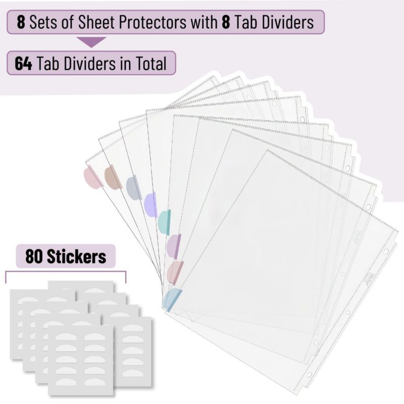 Juego de 8 protectores de hojas Mr. Pen 22x28 cm con 8 pestañas