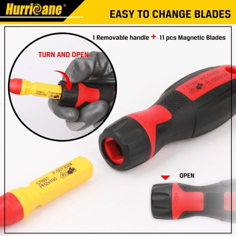 Juego de Destornilladores Aislados HURRICANE 13 piezas 1000V