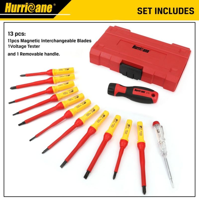 Juego de Destornilladores Aislados HURRICANE 13 piezas 1000V