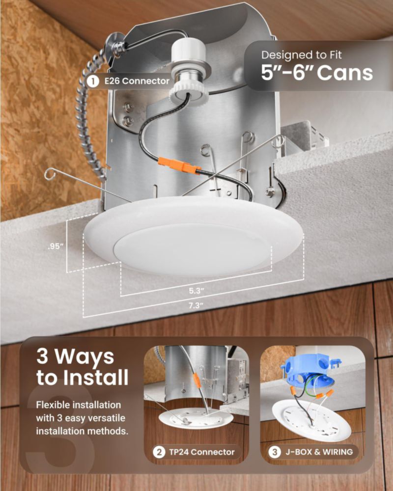 Luces LED de disco Sunco Lighting paquete de 24 15 cm regulables