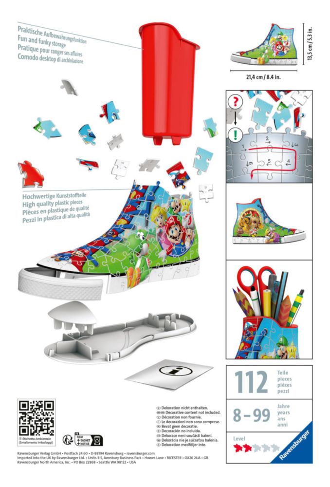 Rompecabezas 3D Ravensburger Super Mario Zapatilla 108 piezas