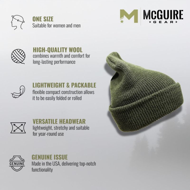 Gorro McGuire Gear de Lana Verde OD (Hecho en EE. UU.)