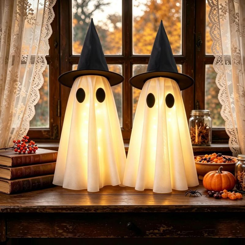 VersaCharm 2 Unidades de Fantasmas con Sombreros de Bruja Iluminados