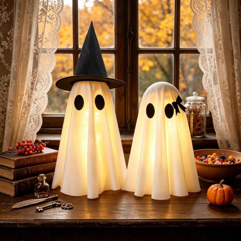 VersaCharm 2 Unidades de Fantasmas con Sombreros de Bruja Iluminados