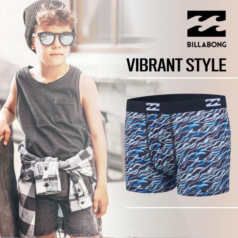 Calzoncillos tipo boxer Billabong para niños – Pack de 4 con tela elástica