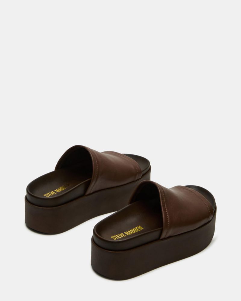 Sandalia Steve Madden Arwen de Cuña en Cuero Marrón Talla 11