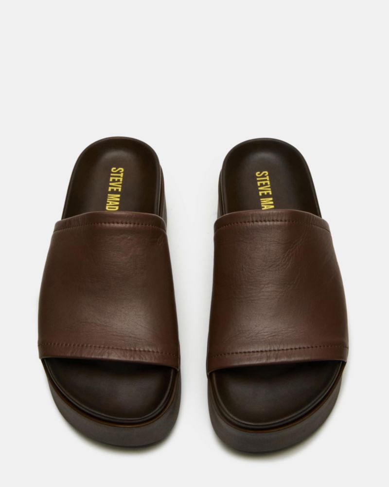 Sandalia Steve Madden Arwen de Cuña en Cuero Marrón Talla 11
