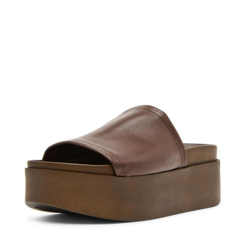 Sandalia Steve Madden Arwen de Cuña en Cuero Marrón Talla 11