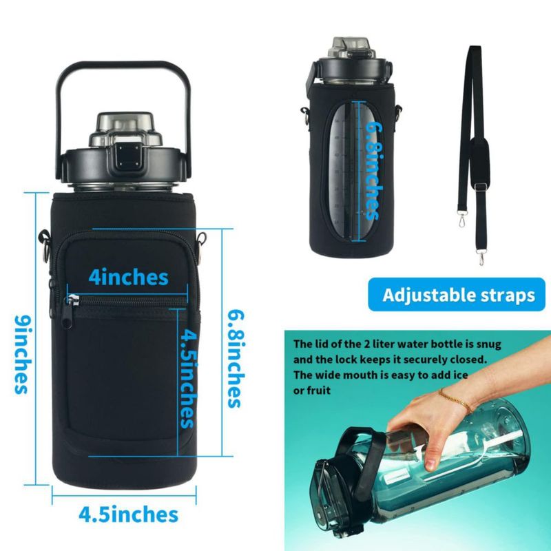 Botella RYI 64 oz (189 L) con funda y correa libre de BPA