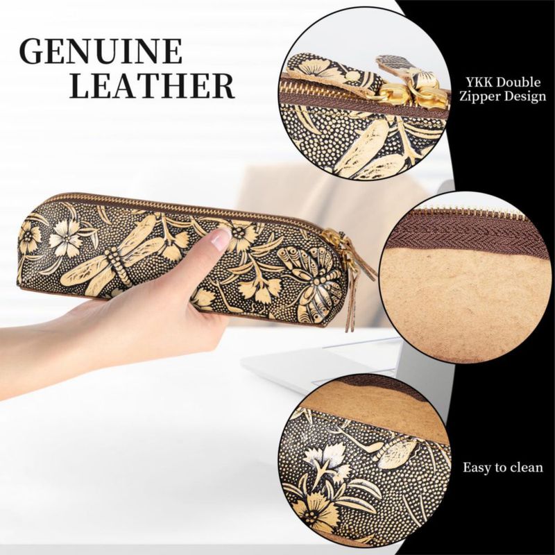 Estuche de Plumas Gexmil de Cuero Hecho a Mano 21 cm – Artículos de Papelería