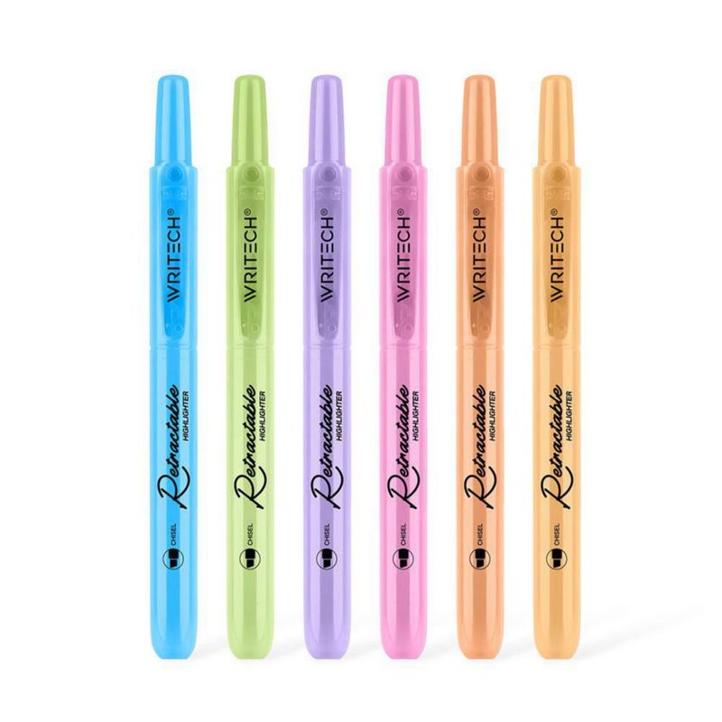 Resaltadores WRITECH 6 uds Pastel Retráctil de Punta Cincel