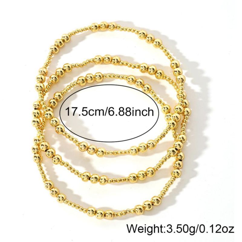Pulsera EQUBIO de Cuentas Doradas – Set de 3 Piezas Impermeable
