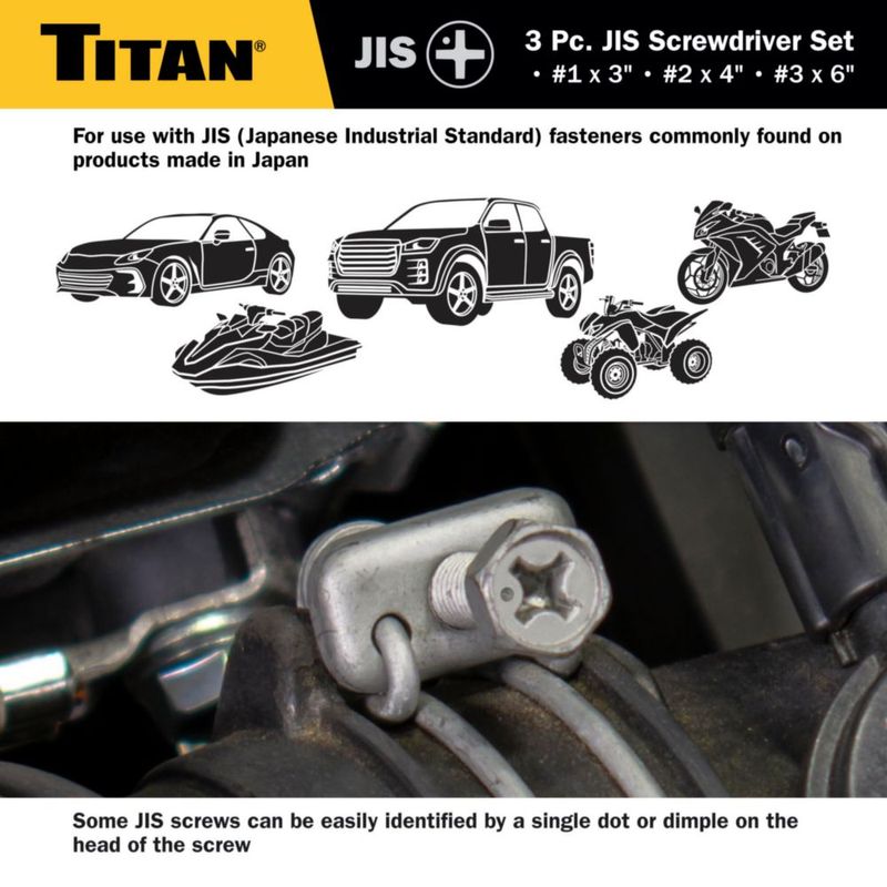 Juego de destornilladores Titan 3 piezas JIS 76 cm 10 cm 15 cm