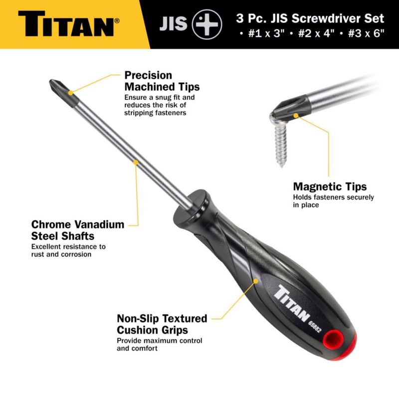 Juego de destornilladores Titan 3 piezas JIS 76 cm 10 cm 15 cm