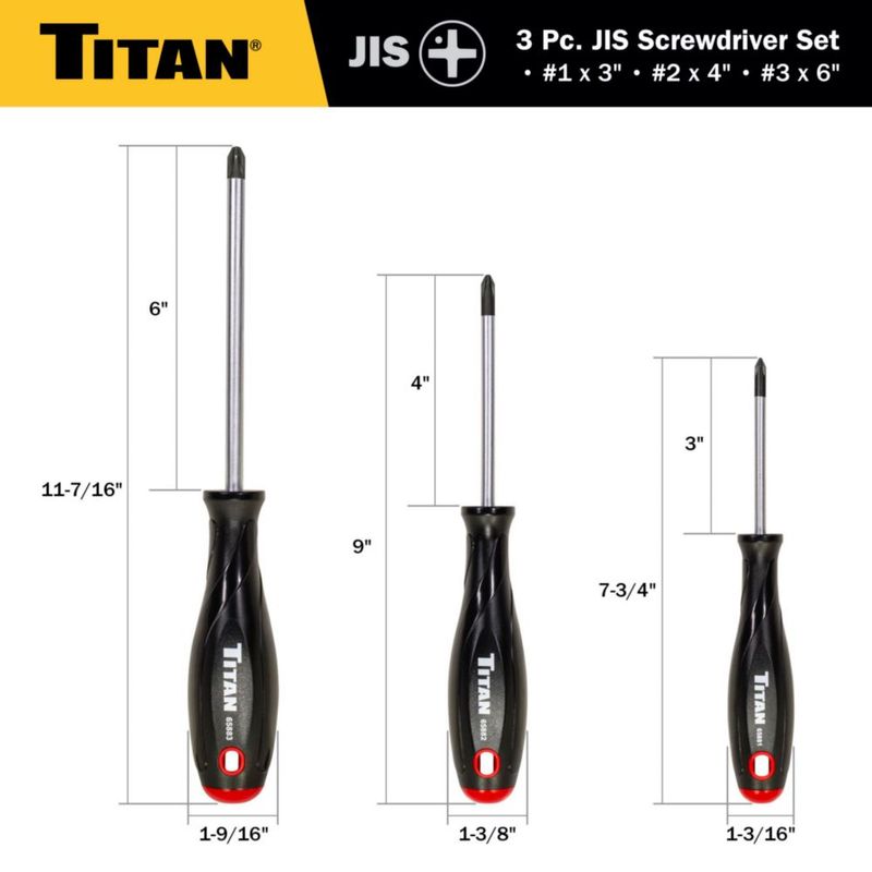 Juego de destornilladores Titan 3 piezas JIS 76 cm 10 cm 15 cm
