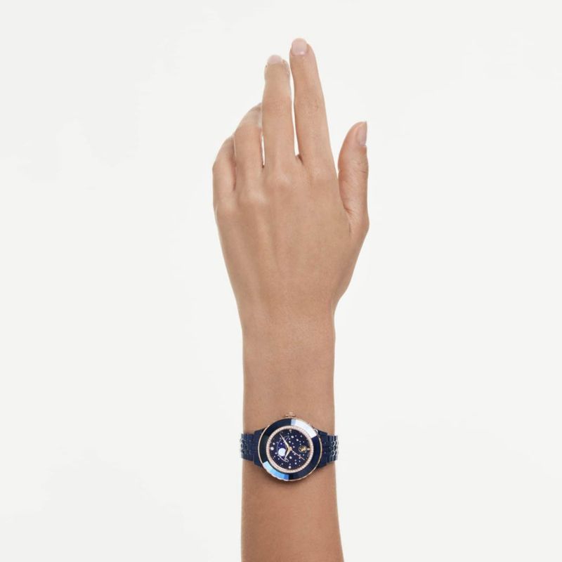 RELOJ Swarovski Octea Moon con correa de metal azul